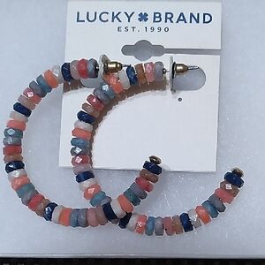 Lucky Brand Semi Precious Stone Hoops
